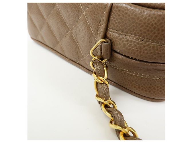 Borsa a spalla con catena CHANEL Matelasse Cavairskin Marrone Chiaro - vista 8