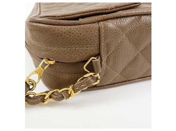 Borsa a spalla con catena CHANEL Matelasse Cavairskin Marrone Chiaro - vista 9