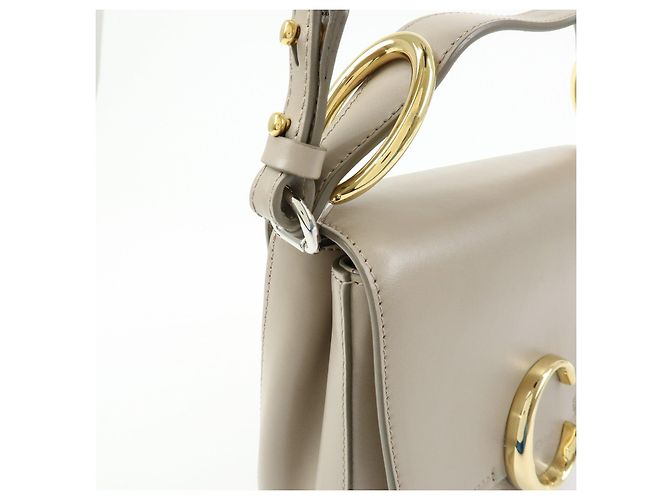 Chloé Chloe Chloe C Borsa a mano 2Way in pelle e camoscio Borsa a tracolla Greige - vista 13