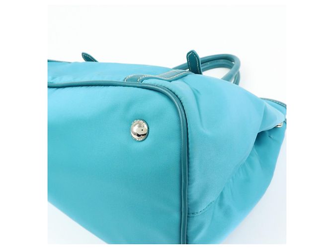PRADA Borsa Tote 2Way in Nylon e Pelle Borsa a Mano e a Spalla Celeste BN1841 - vista 11