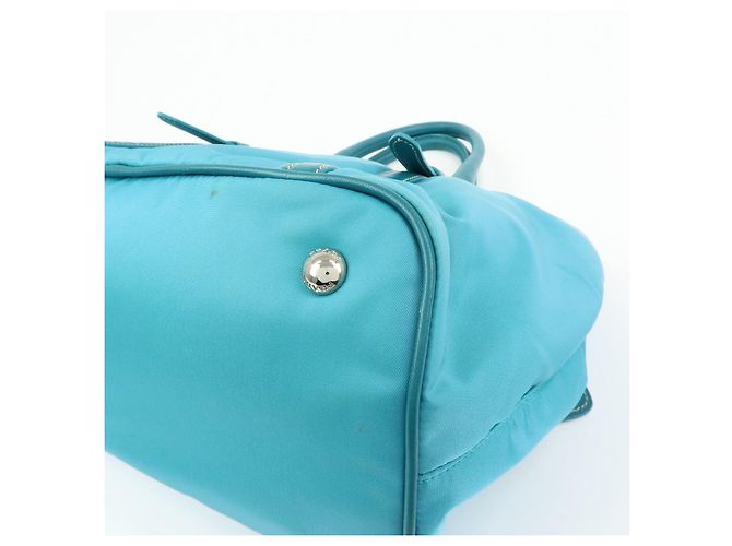 PRADA Borsa Tote 2Way in Nylon e Pelle Borsa a Mano e a Spalla Celeste BN1841 - vista 13