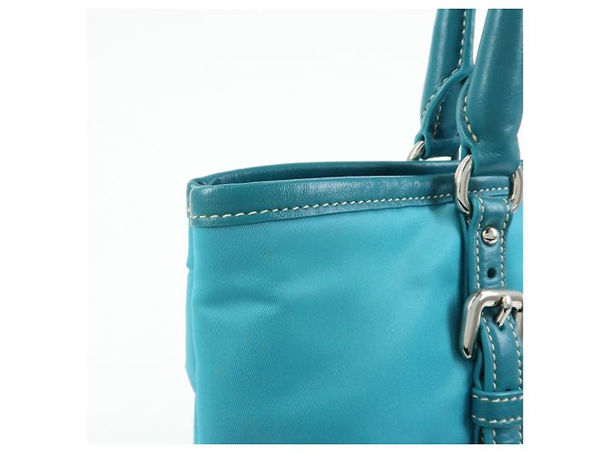 PRADA Borsa Tote 2Way in Nylon e Pelle Borsa a Mano e a Spalla Celeste BN1841 - vista 15