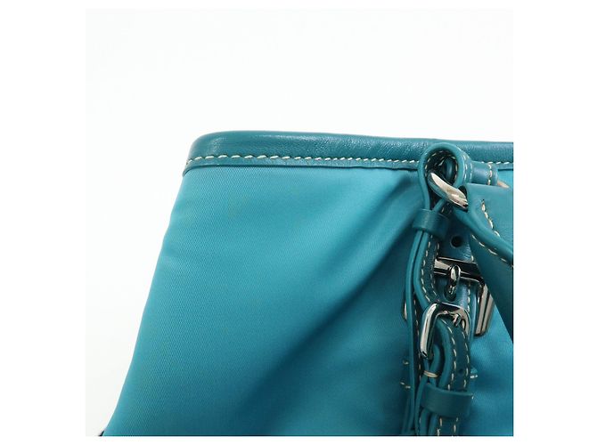 PRADA Borsa Tote 2Way in Nylon e Pelle Borsa a Mano e a Spalla Celeste BN1841 - vista 17
