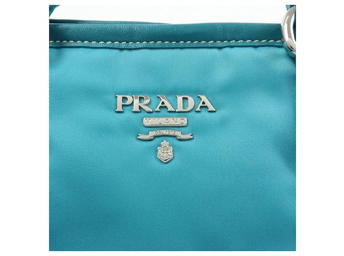 PRADA Borsa Tote 2Way in Nylon e Pelle Borsa a Mano e a Spalla Celeste BN1841 - vista 19