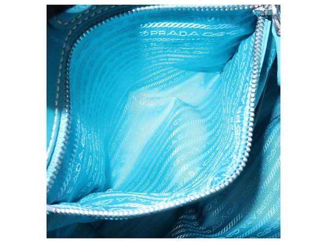 PRADA Borsa Tote 2Way in Nylon e Pelle Borsa a Mano e a Spalla Celeste BN1841 - vista 21