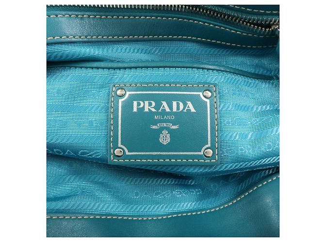PRADA Borsa Tote 2Way in Nylon e Pelle Borsa a Mano e a Spalla Celeste BN1841 - vista 23