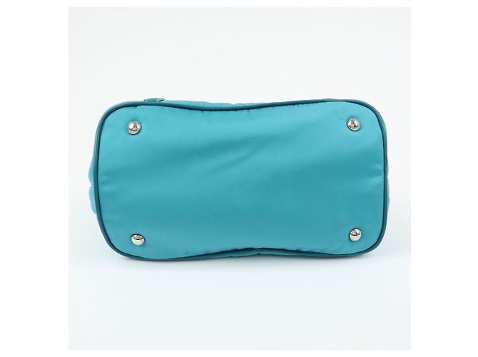 PRADA Borsa Tote 2Way in Nylon e Pelle Borsa a Mano e a Spalla Celeste BN1841 - vista 5