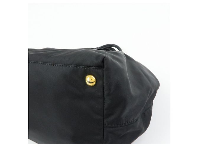 Borsa Tote PRADA in nylon, pelle e nastro Nero BN1601 - vista 10