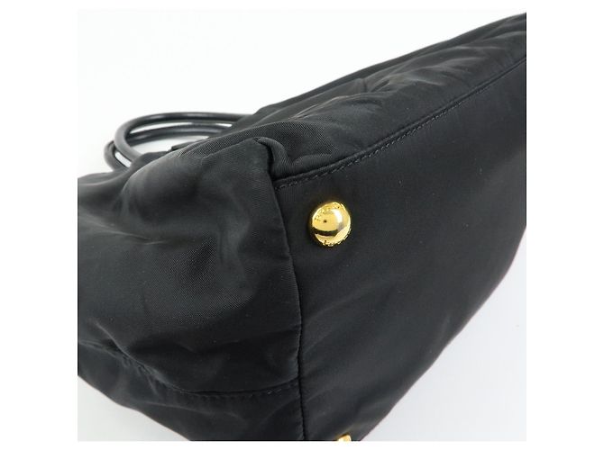 Borsa Tote PRADA in nylon, pelle e nastro Nero BN1601 - vista 11