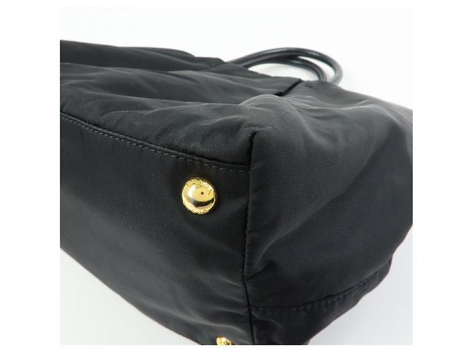 Borsa Tote PRADA in nylon, pelle e nastro Nero BN1601 - vista 12