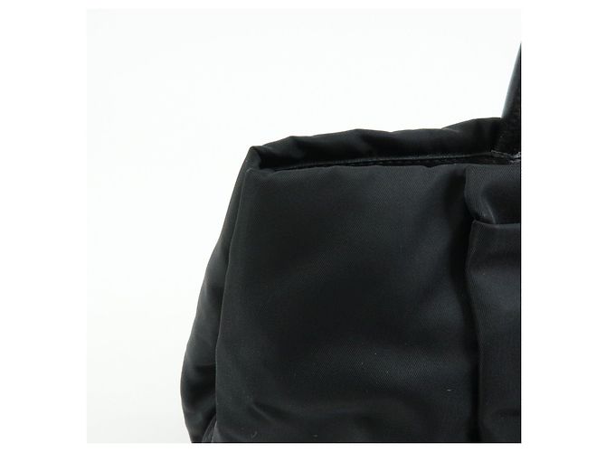Borsa Tote PRADA in nylon, pelle e nastro Nero BN1601 - vista 13