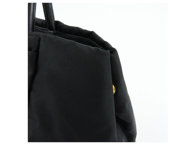 Borsa Tote PRADA in nylon, pelle e nastro Nero BN1601 - vista 14