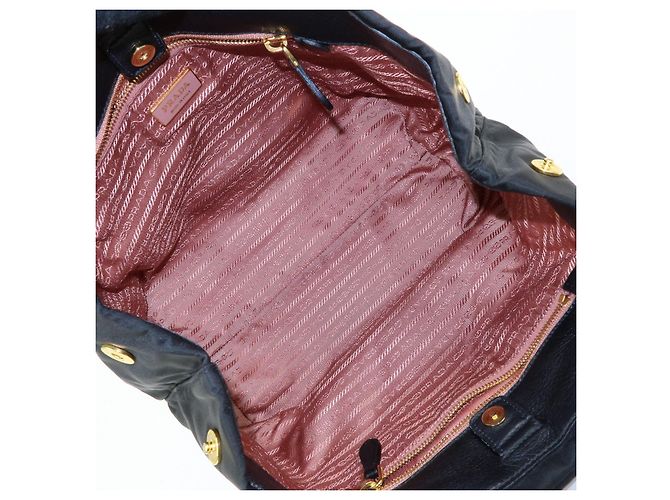Borsa Tote PRADA in nylon, pelle e nastro Nero BN1601 - vista 19