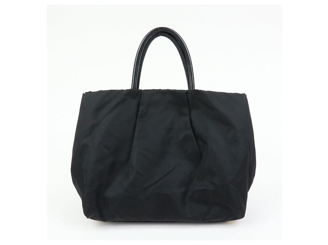 Borsa Tote PRADA in nylon, pelle e nastro Nero BN1601 - vista 2