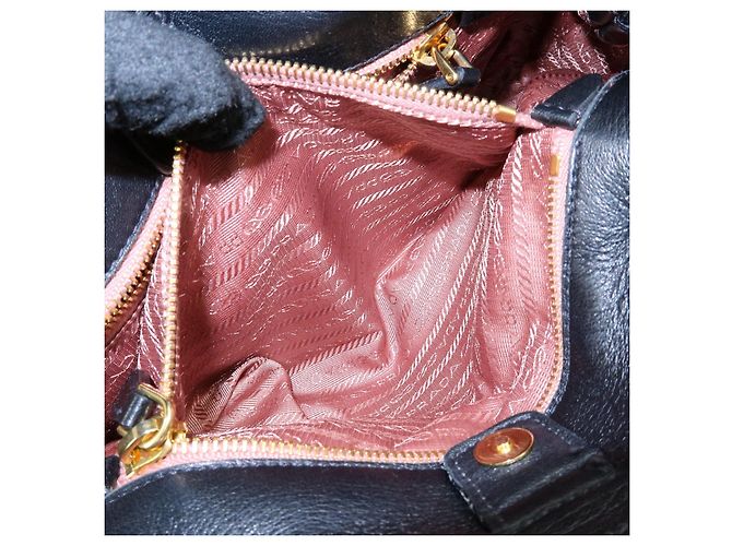 Borsa Tote PRADA in nylon, pelle e nastro Nero BN1601 - vista 21