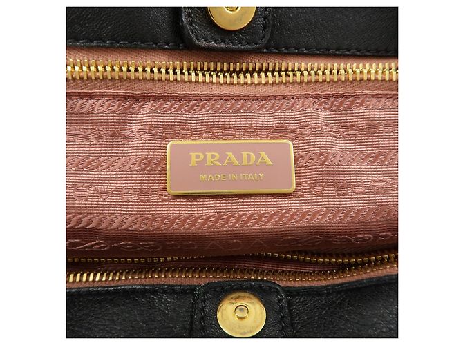 Borsa Tote PRADA in nylon, pelle e nastro Nero BN1601 - vista 22