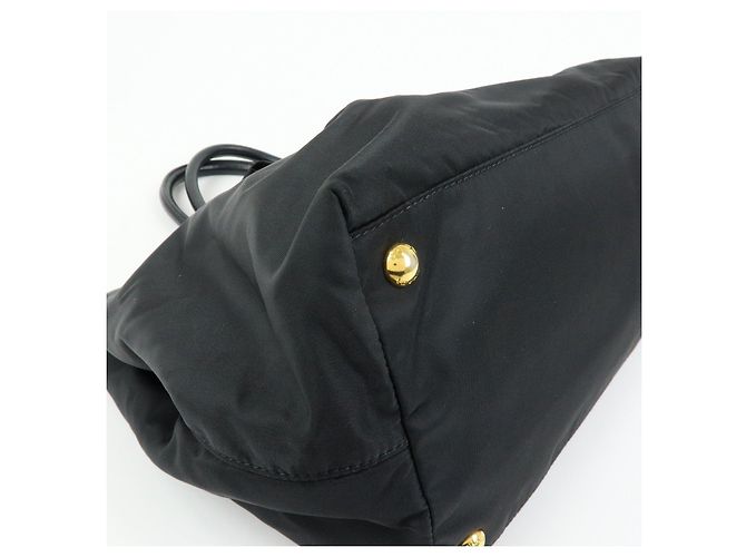 Borsa Tote PRADA in nylon, pelle e nastro Nero BN1601 - vista 9