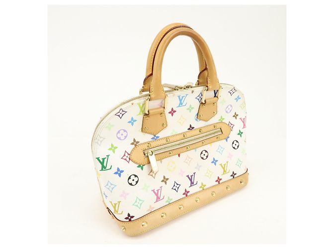 Borsa a mano Louis Vuitton Monogram Multicolor Alma PM Blanc M92647 - vista 4