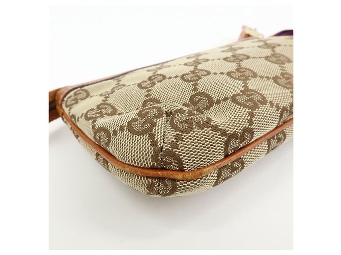 Borsa a mano pochette GUCCI Sherry GG Canvas Leather Beige Camel 152507 - vista 10