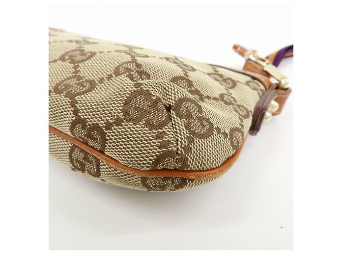 Borsa a mano pochette GUCCI Sherry GG Canvas Leather Beige Camel 152507 - vista 11
