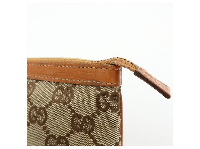 Borsa a mano pochette GUCCI Sherry GG Canvas Leather Beige Camel 152507 - vista 13