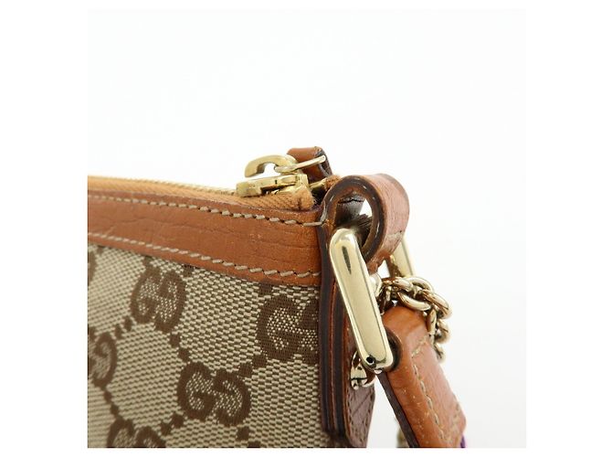 Borsa a mano pochette GUCCI Sherry GG Canvas Leather Beige Camel 152507 - vista 15