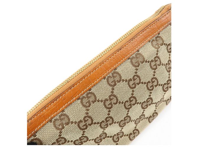 Borsa a mano pochette GUCCI Sherry GG Canvas Leather Beige Camel 152507 - vista 17