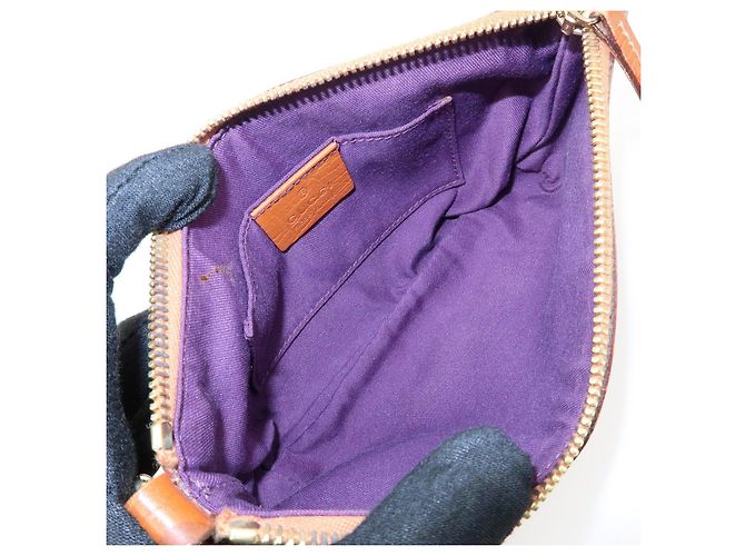 Borsa a mano pochette GUCCI Sherry GG Canvas Leather Beige Camel 152507 - vista 19