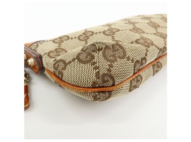 Borsa a mano pochette GUCCI Sherry GG Canvas Leather Beige Camel 152507 - vista 8