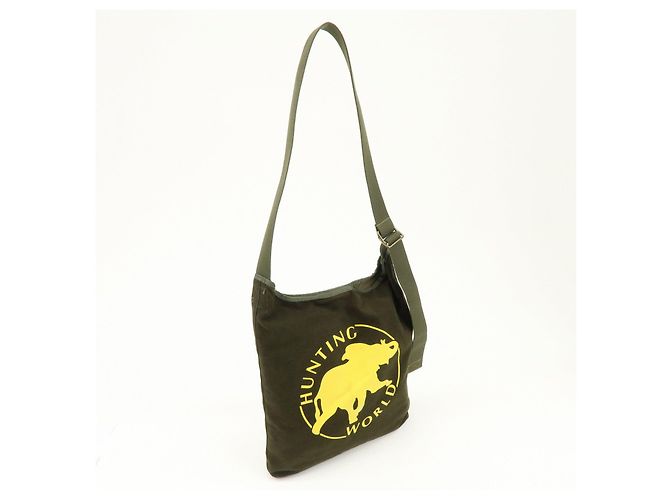 Autre Marque HUNTING WORLD Borsa a tracolla in tela e camoscio Borsa a tracolla Khaki Yellow - vista 4