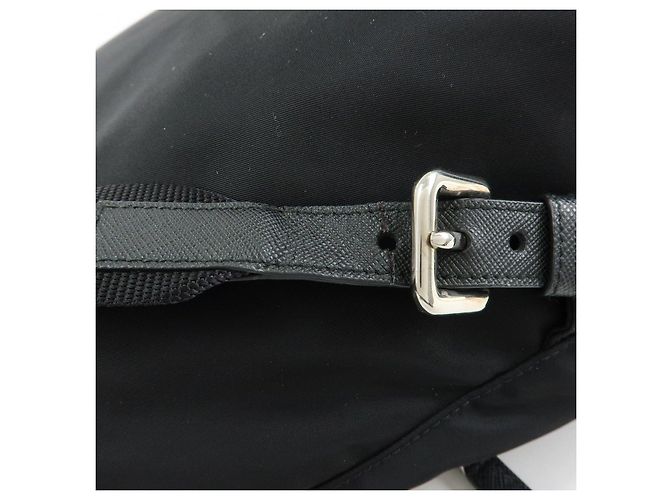 Zaino PRADA in nylon e pelle con logo triangolare Nero 1BZ005 - vista 11