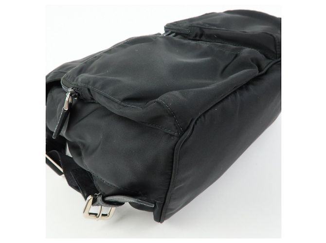 Zaino PRADA in nylon e pelle con logo triangolare Nero 1BZ005 - vista 12