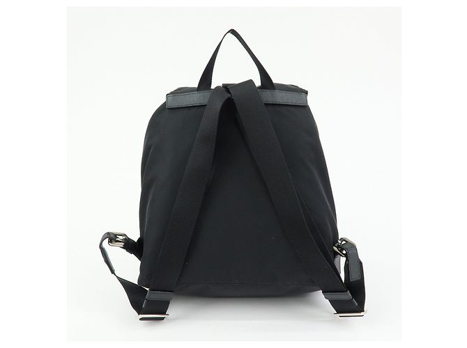 Zaino PRADA in nylon e pelle con logo triangolare Nero 1BZ005 - vista 2