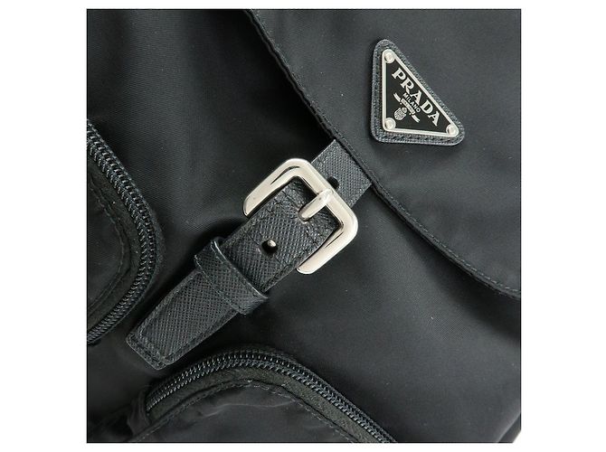 Zaino PRADA in nylon e pelle con logo triangolare Nero 1BZ005 - vista 20