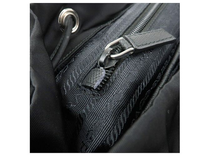 Zaino PRADA in nylon e pelle con logo triangolare Nero 1BZ005 - vista 23