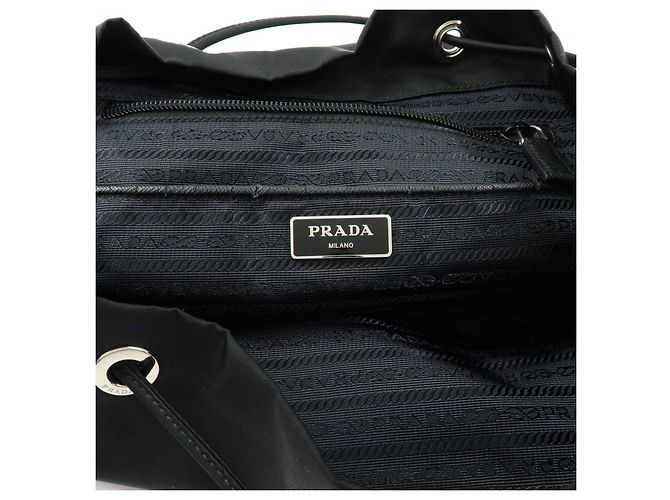 Zaino PRADA in nylon e pelle con logo triangolare Nero 1BZ005 - vista 24