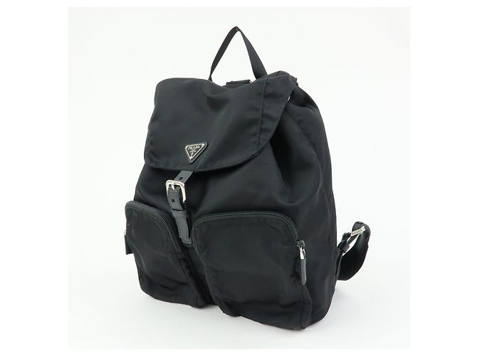 Zaino PRADA in nylon e pelle con logo triangolare Nero 1BZ005 - vista 3