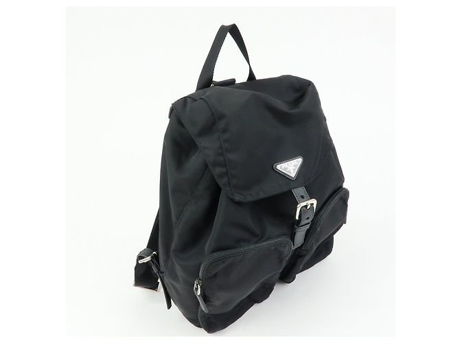Zaino PRADA in nylon e pelle con logo triangolare Nero 1BZ005 - vista 4