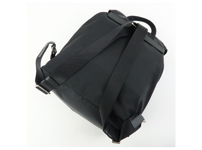 Zaino PRADA in nylon e pelle con logo triangolare Nero 1BZ005 - vista 7