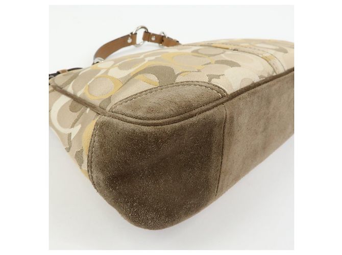 Borsa a tracolla COACH Signature Canvas Suede Leather Beige Brown - vista 13