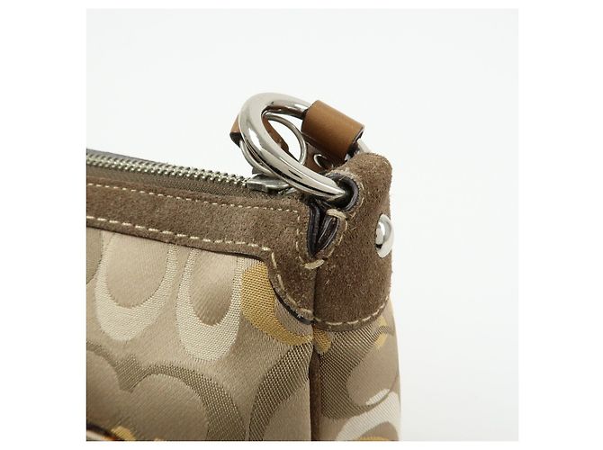 Borsa a tracolla COACH Signature Canvas Suede Leather Beige Brown - vista 14