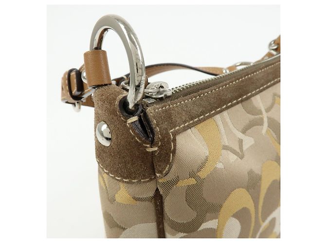 Borsa a tracolla COACH Signature Canvas Suede Leather Beige Brown - vista 15