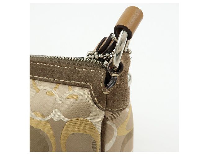 Borsa a tracolla COACH Signature Canvas Suede Leather Beige Brown - vista 16