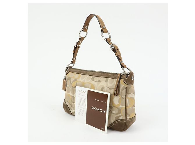 Borsa a tracolla COACH Signature Canvas Suede Leather Beige Brown - vista 24