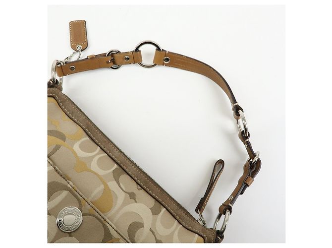 Borsa a tracolla COACH Signature Canvas Suede Leather Beige Brown - vista 6