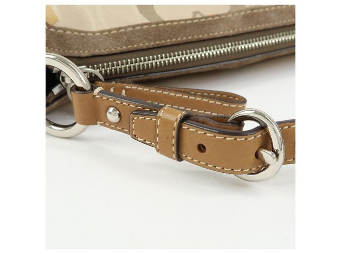 Borsa a tracolla COACH Signature Canvas Suede Leather Beige Brown - vista 9