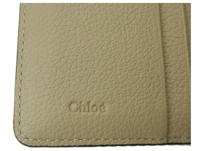 Chloé Billetera Compacta Chloe de Piel Small Tri-fold C-charm Khaki - vista 11