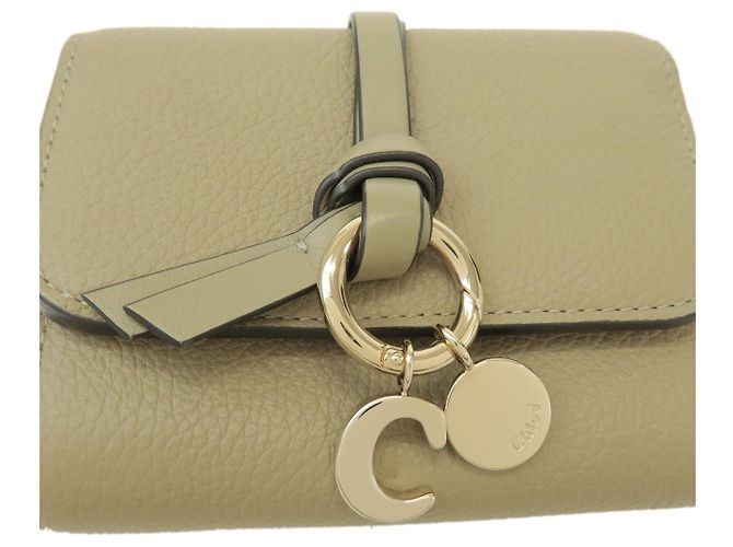 Chloé Billetera Compacta Chloe de Piel Small Tri-fold C-charm Khaki - vista 6