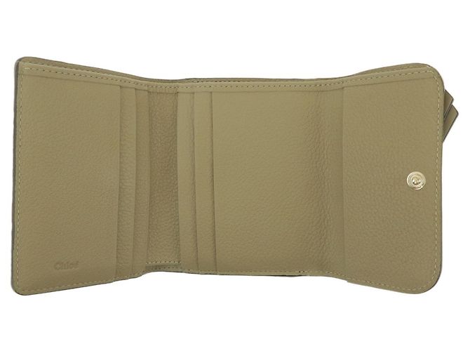 Chloé Billetera Compacta Chloe de Piel Small Tri-fold C-charm Khaki - vista 7