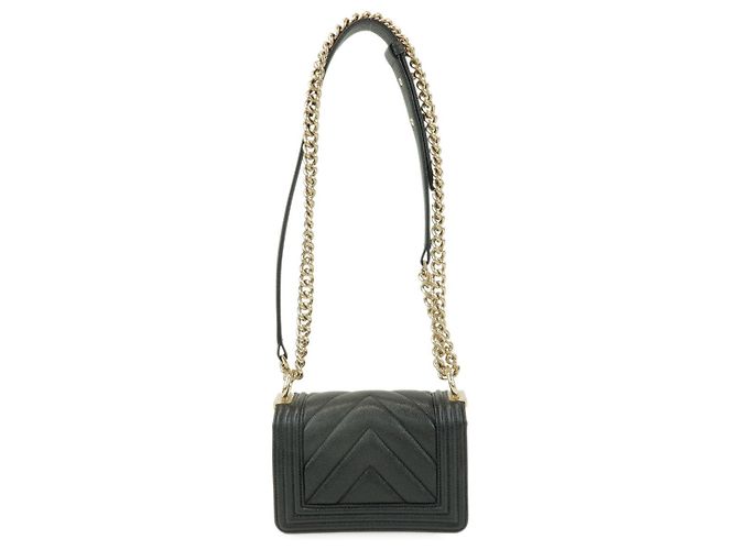 CHANEL Boy Chanel Mini V Stitch Caviarskin Chain Shoulder Bag Black - vista 2
